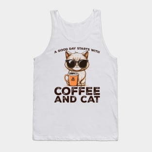 A Good Day Starts With Coffee and Cat Cat Lovers Coffee Lovers Gift Idea Tank Top